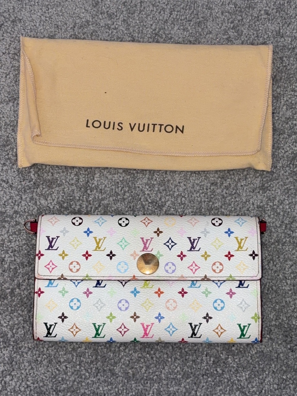 Louis Vuitton White Multicolor Monogram Snap Wallet